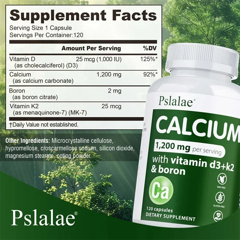 Calcium 1 200 Mg with Vitamin D3 for Women & Men - Supports Bone & Immune Health Maintains Joint Function Non-GMO Gluten-free
