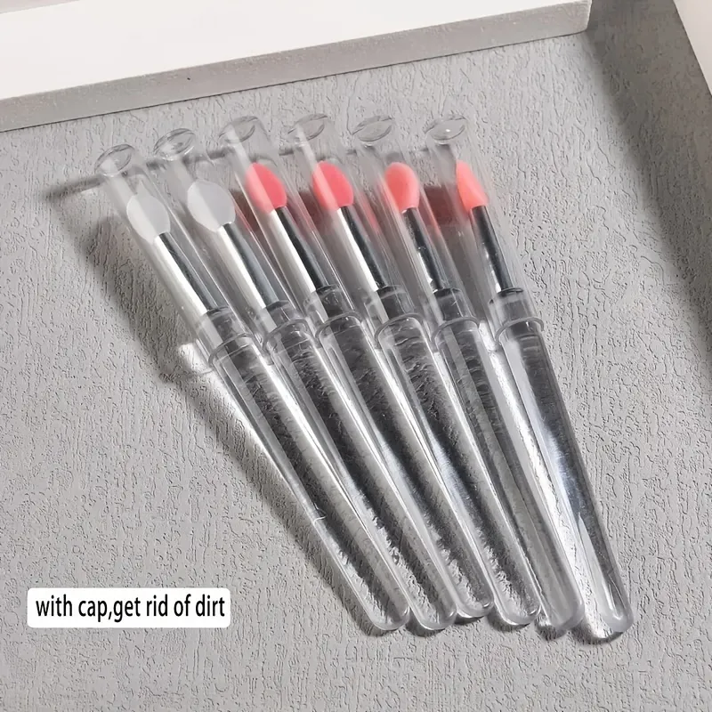 5 pinceaux à ongles réutilisables en silicone effet miroir - applicateur maquillage et vernis à ongles double tête