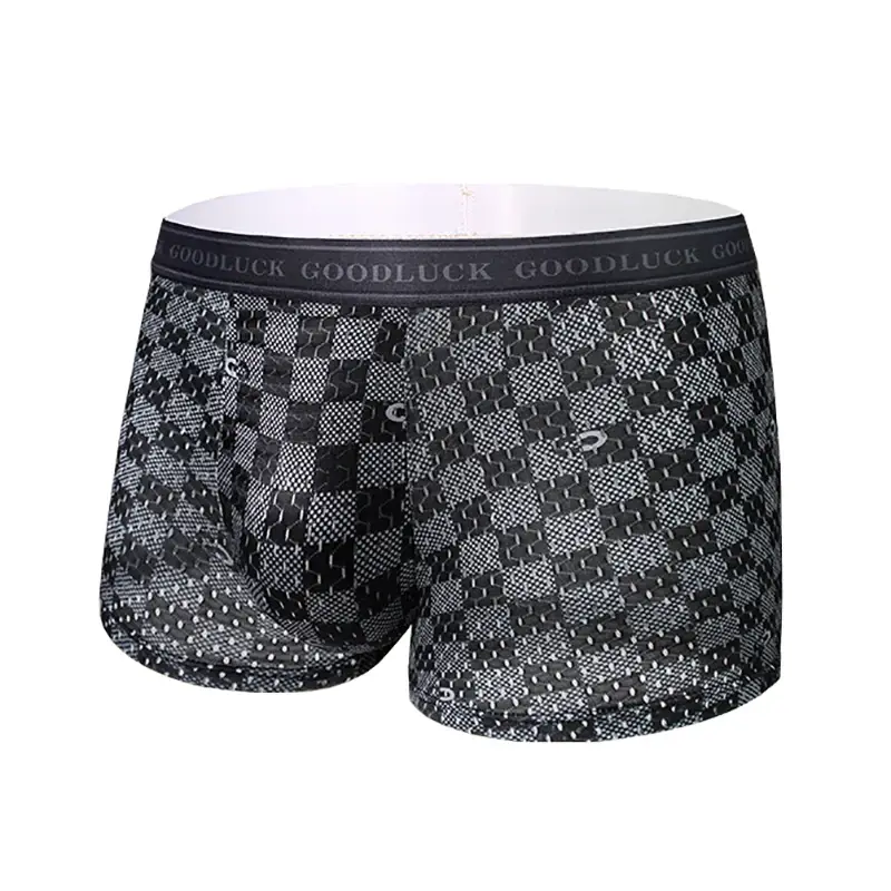 4pcs/set Men‘s Ice Silk Seamless Underwear Breathable Ultra-thin Boxer Briefs Soft Pouch Cooling Trunks