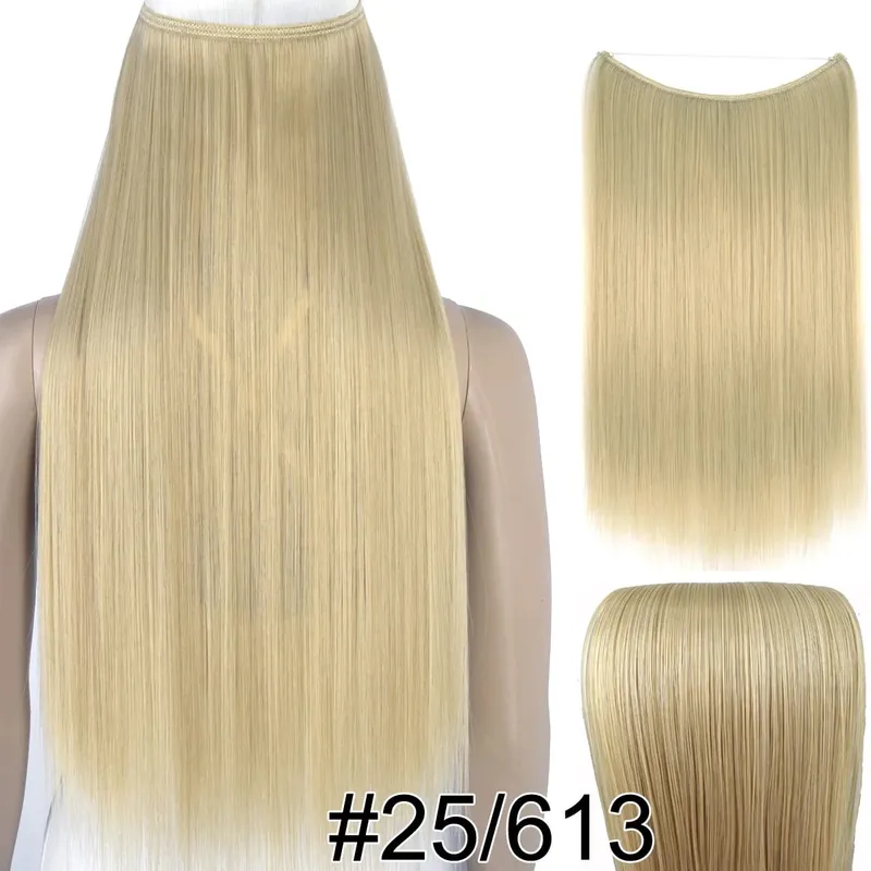 Synthetic Heat Resistant Hair Silky Straight Elasticity Invisible Wire Hair Extensions 8006