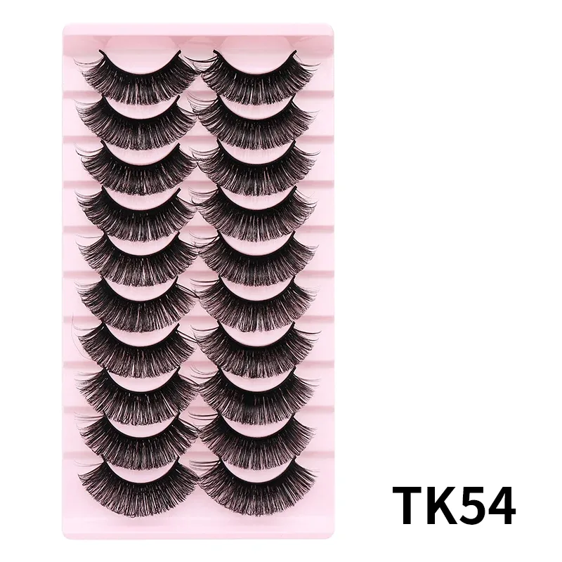 10 Pairs Russian DD Curl Bulk Fluffy Strip Lashes Natural Soft False Eyelashes Reusable Handmade Eye Lashes for Daily&Party