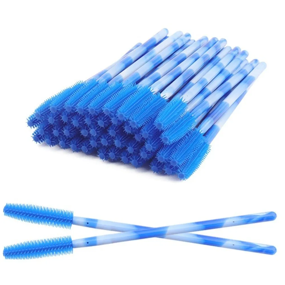 50Pcs Disposable Eyelash Brushes Silicone Makeup Tools Mascara Wand Applicator Rainbow Color Microbrush Eyebrow Comb Girl — image 2