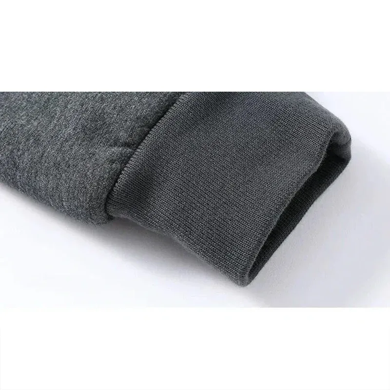Winter Sweatshirt Men Long Sleeves Men Fleece Lined Warm Sweatshirt Pure Color Quarter Zip Sweatshirt Thicken Plus Size 8XL — image 3