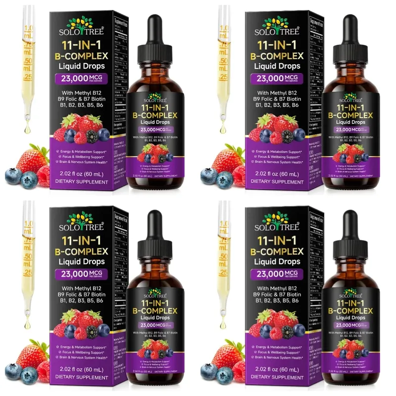 11-in-1 B Complex Liquid Drops with Methyl B12 Folate Biotin for Daily Energy Metabolism Brain Focus & Immune Support 60ml — image 10
