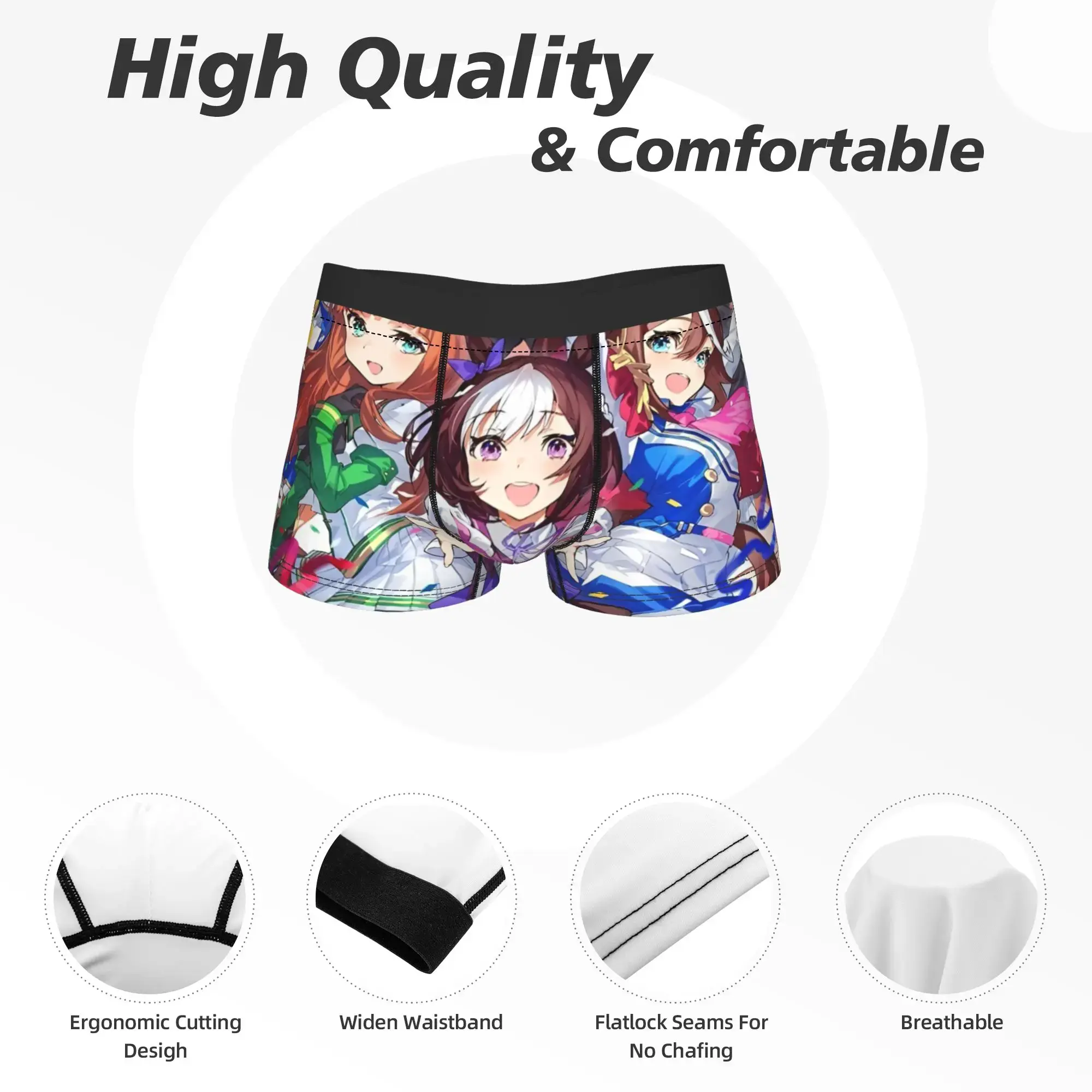 Erkekler Uma musume Pretty Derby Anime İç Mizah Boxer Külot Şort Külot Erkek Nefes Külot Artı Boyutu