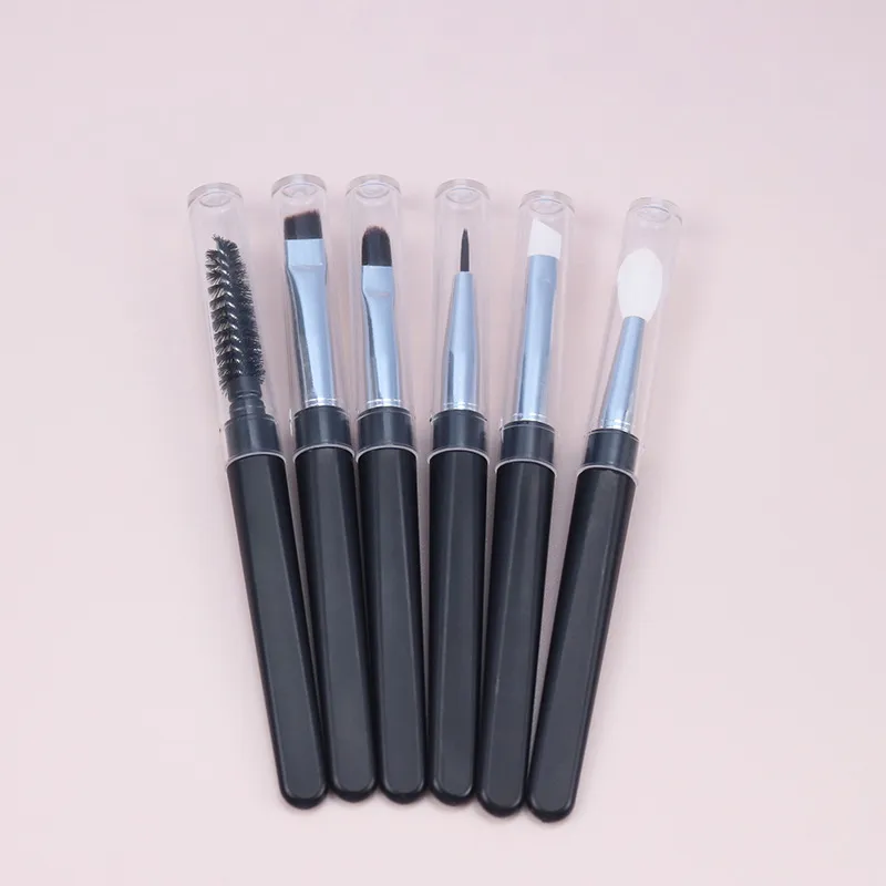 ★▲1 ชิ้น แปรงแต่งหน้าอายแชโดว์แบบพกพา ขนาดเดินทาง แปรงแต่งหน้า คิ้ว ซิลิโคน Glit เครื่องมือเครื่องสำอางที่จำเป็นพร้อมฝาปิด