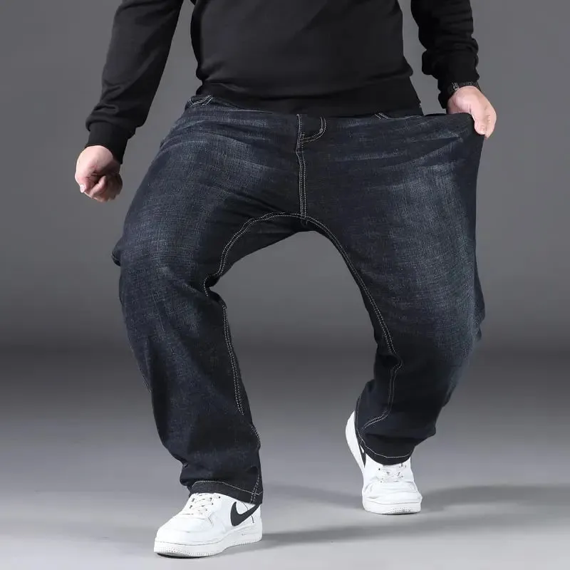 Velikosti 29-50 Pánské strečové džíny Rovné nohavice Džínové kalhoty Rozšířená velikost Modrá Černá Streetwear Uvolněný střih Do práce Neformální Nové