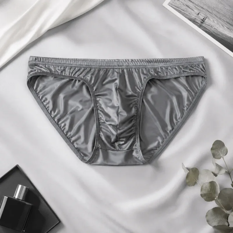 멋진 부드러운 남성 속옷 낮은 허리 벌지 주머니 얼음 실크 팬티 란제리 통기성 새틴 실크 팬티 일일 루틴