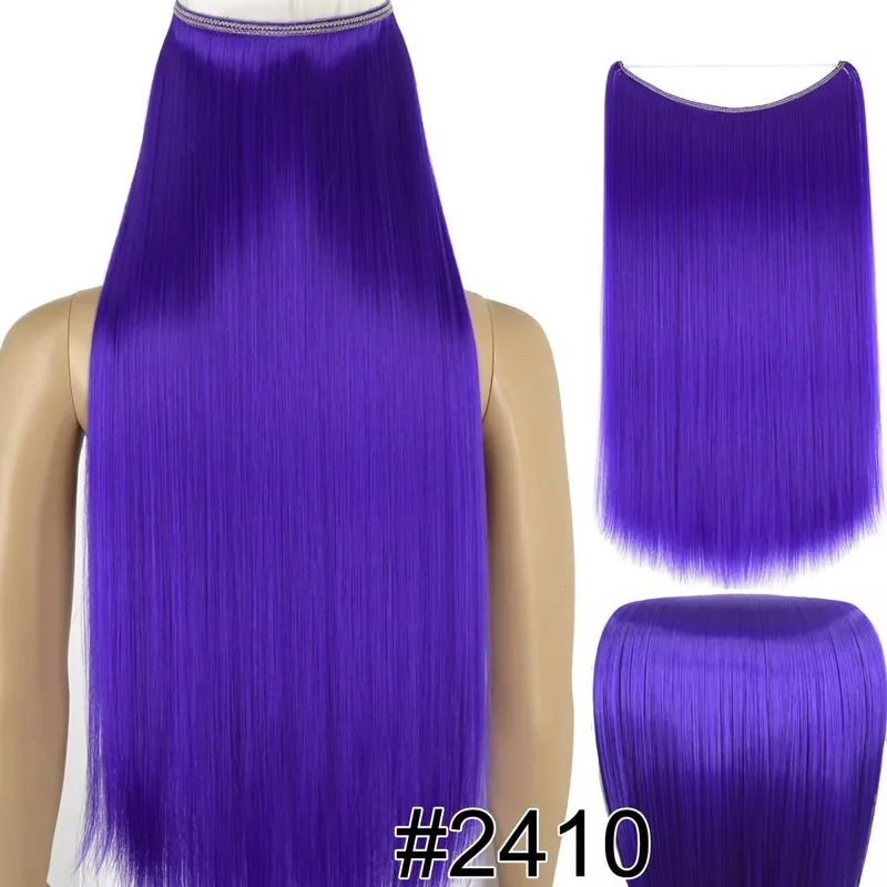 Synthetic Heat Resistant Hair Silky Straight Elasticity Invisible Wire Hair Extensions 8006