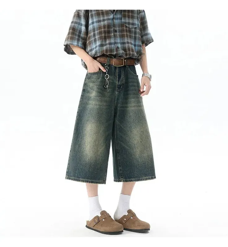 Több zsebes Cargo Nadrág Nyári Rövid Farmer Lakónadrág Hip Hop Utcai Ruházat Tágas farmer rövidnadrág Alkalmi széles szárú Capris nadrág 5XL-M — image 5