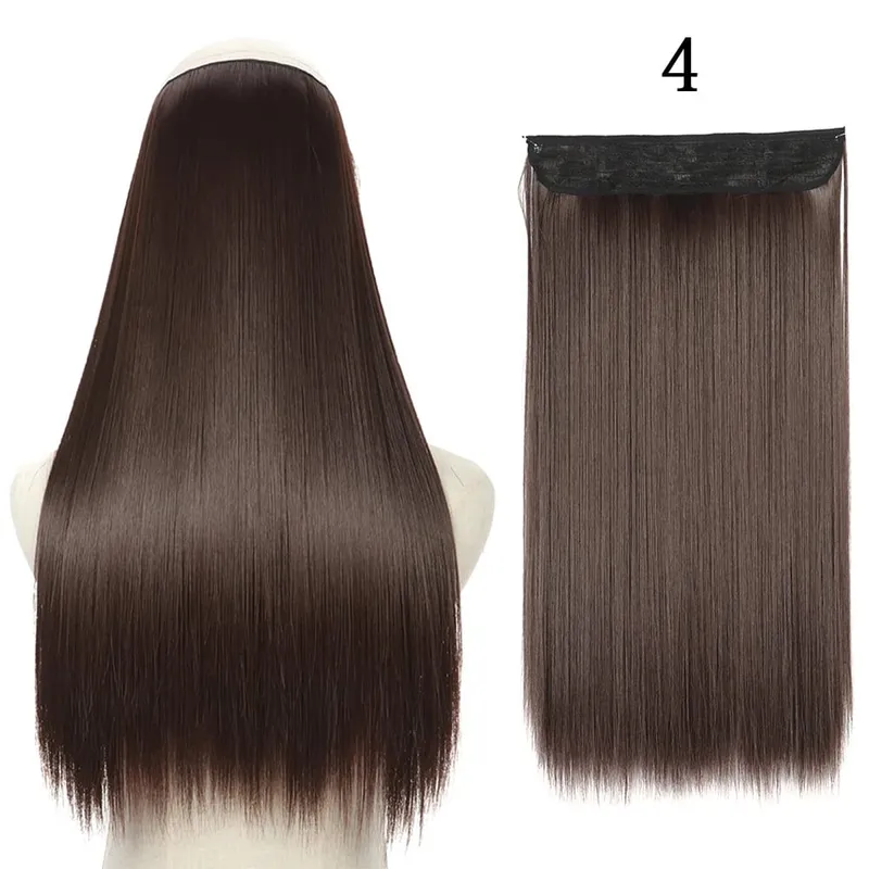 Synthetic Long Straight No Clip Invisible Line Hair Extensions 40 55 80cm Natural Brown Blonde Fake Hairpiece For Women