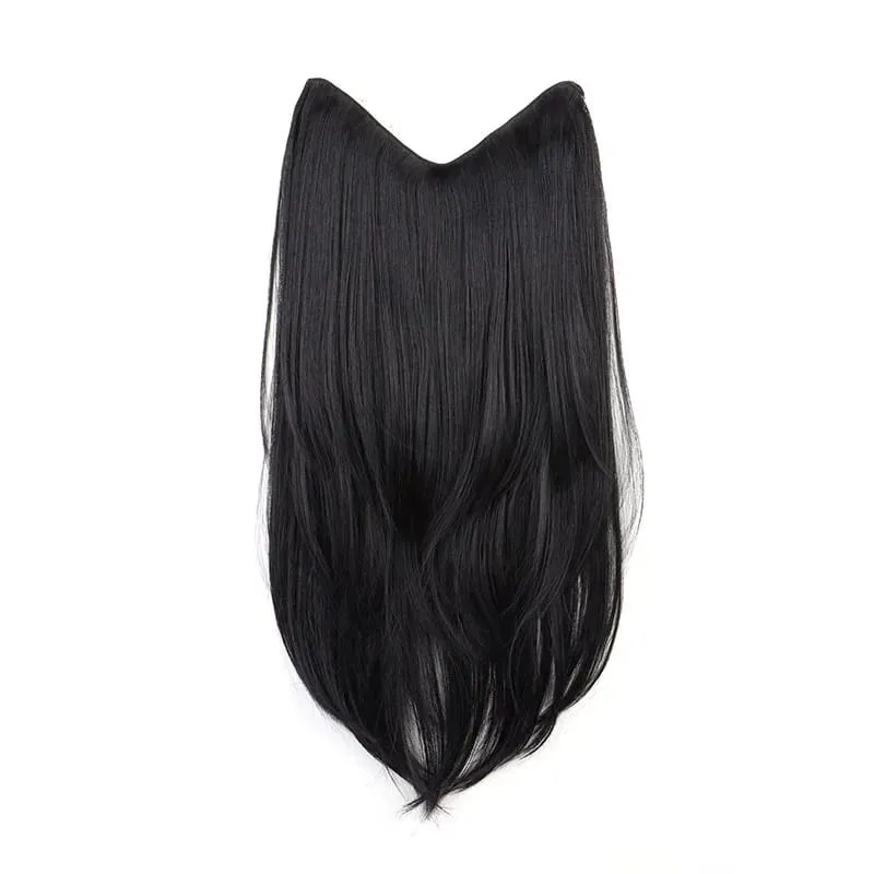 22Inch Synthetic Long Micro Curly Layered Hair Extension Patch Natural Looking Invisible One Piece Wig for Women