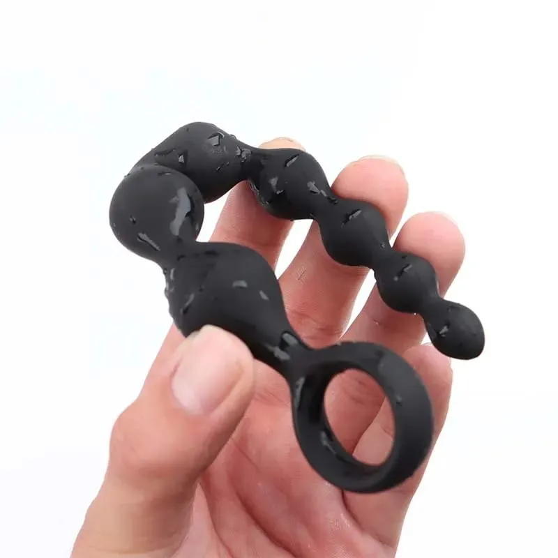 Soft Silicone Anal Dildo with Heart Beads Big Balls G-Spot Stimulating Butt Plugs for Couples Adult Sex Toy Sexy Anal Plug