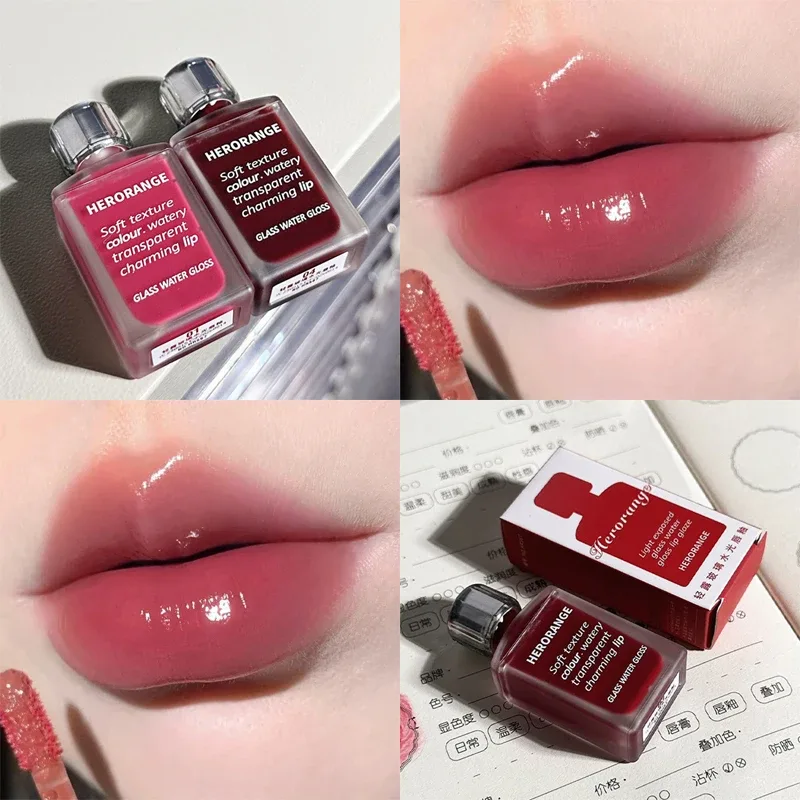 Water-Glow Mirror Lip Gloss Long Lasting Moisturizing Hydrating Lip Tint Makeup Skin-Brightening Lipstick Korean Women Cosmetic