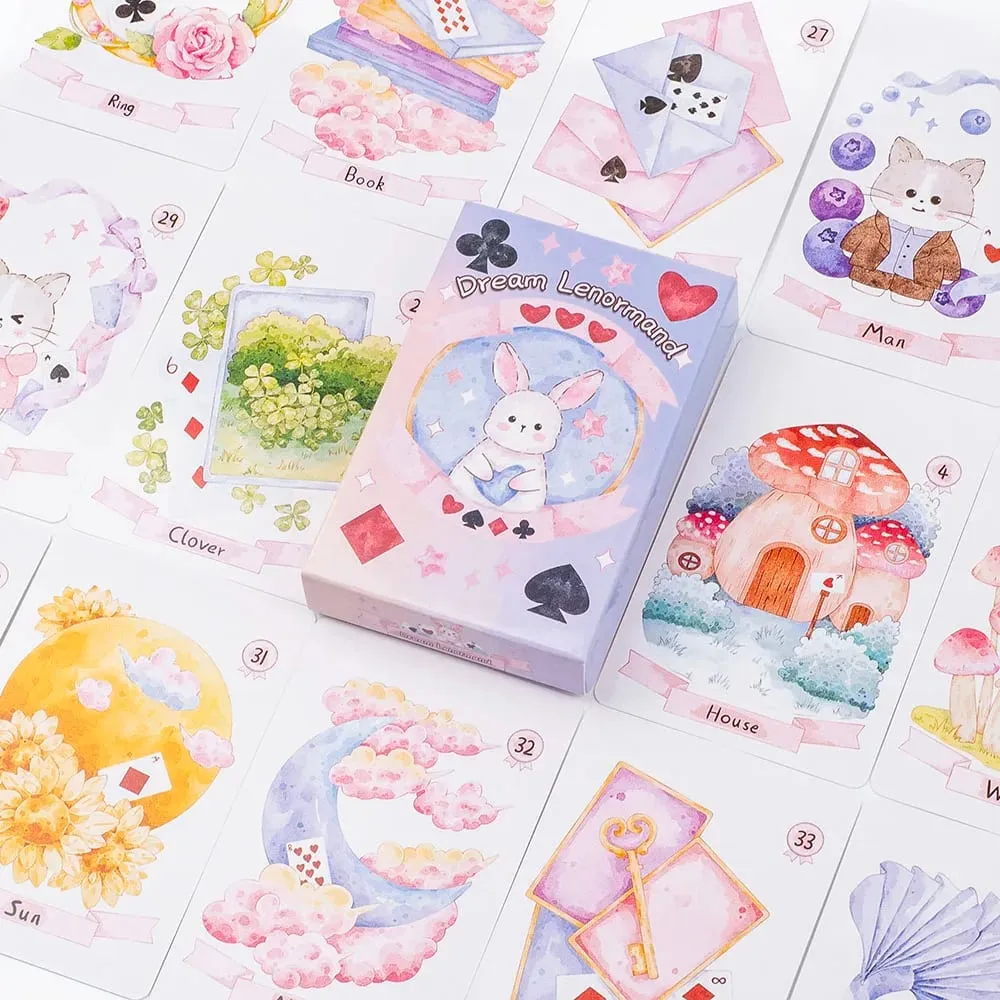 Dream Lenormand Tarot Card Deck 43 Cards Oracle Board Game for Kids Family & Friends Perfect Puzzle Leisure Activity 8.9 x 5.7cm
