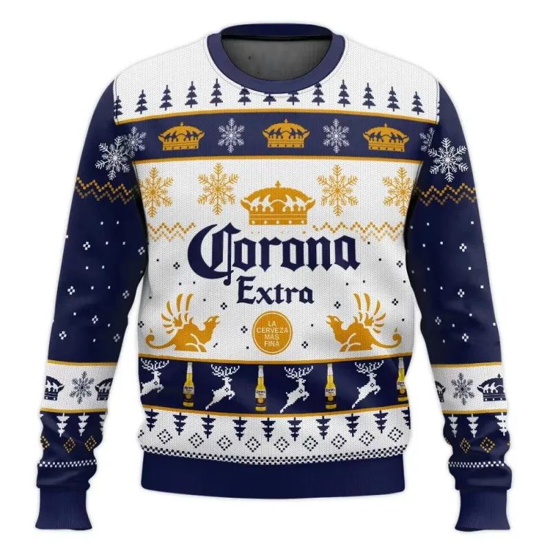 Suéter feio de cerveja Corona Natal cerveja feliz bebendo gifte de Natal masculino e feminino بالإضافة إلى حجم سترة أنيقة
