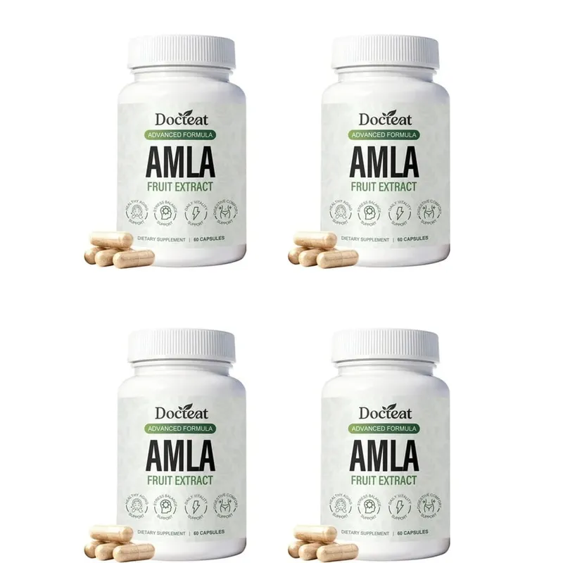 Docteat Amla-Fruchtextrakt-Kapseln unterstützen die Immunfunktion und unterstützen die Hautgesundheit mit Vitamin C B3 CoQ10 PQQ 60 Kapseln