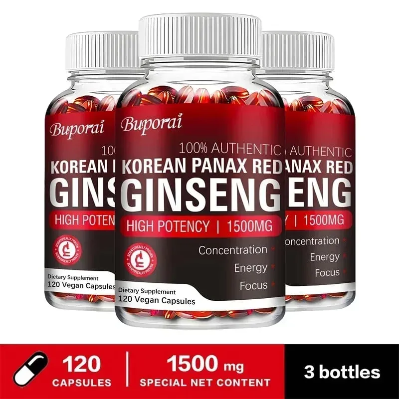 Korean Red Panax Ginseng Capsules - Increases Energy Mood Stamina & Performance Supports Mental Health — image 11