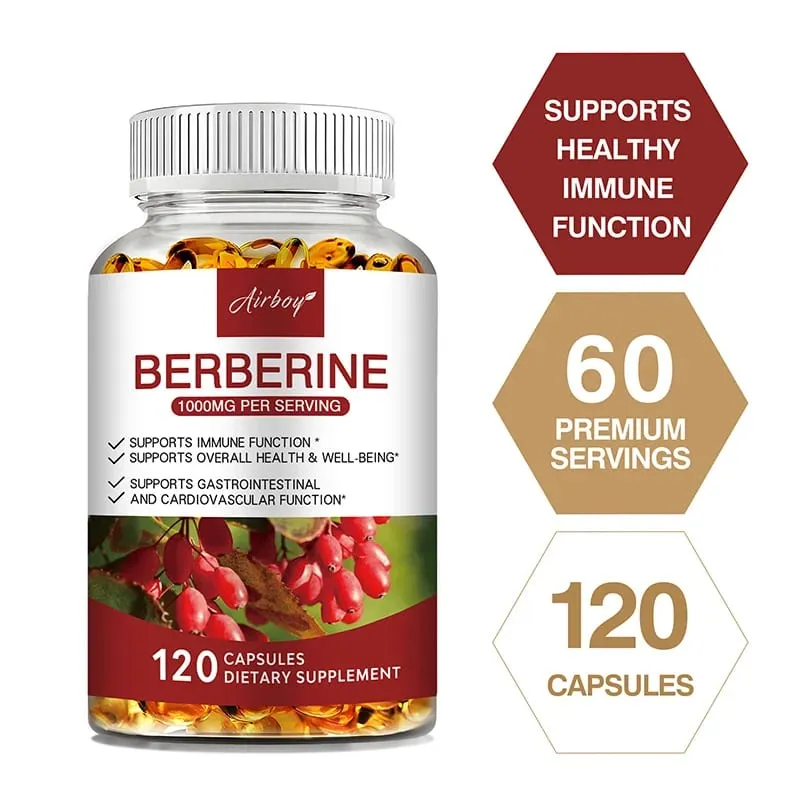 Berberine Capsules - Support Overall Health and Immune Function Promote Digestion Enhance Energy Anti-oxidant and Anti-aging