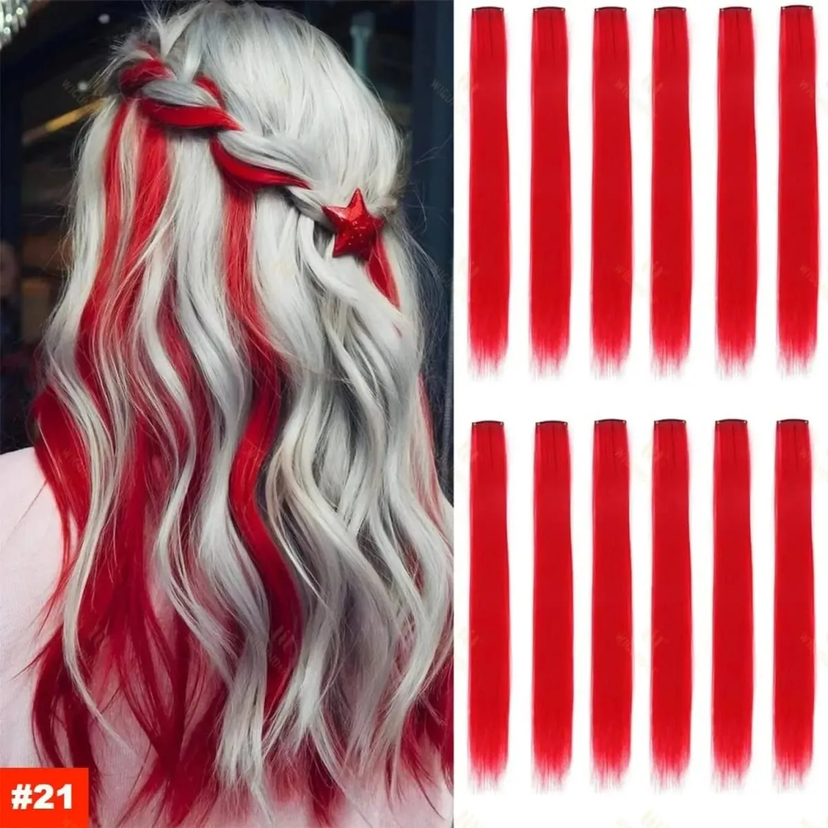 1 5 11 Pcs/lot Clip in Hair Extensions Multi-Colors Highlights Synthetic Hair 22 inch Rainbow Hairpieces for Girls Women Kids