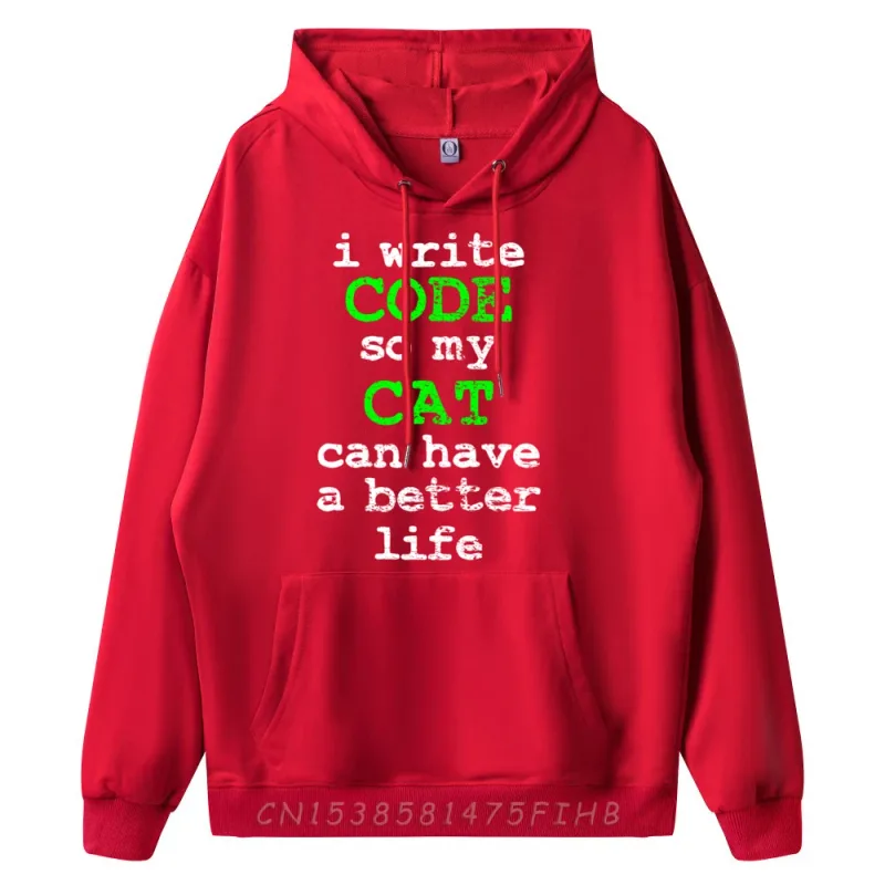 Code Coding Programmer Computer Science Cat Vintage Graphic Sweatshirts Men Oversize Man Hoodies Valentines Day