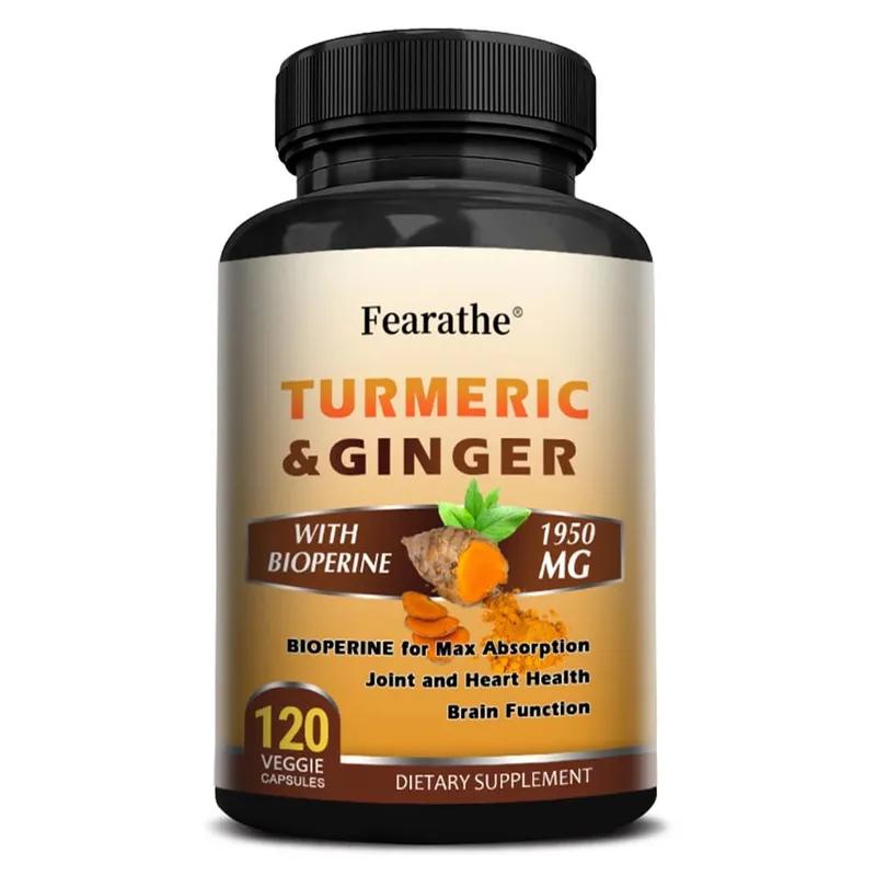 Cápsulas de curcumina orgânica de 1500 mg com gengibre e pimenta preta apoiam o bem-estar digestivo e imunológico das articulações musculares