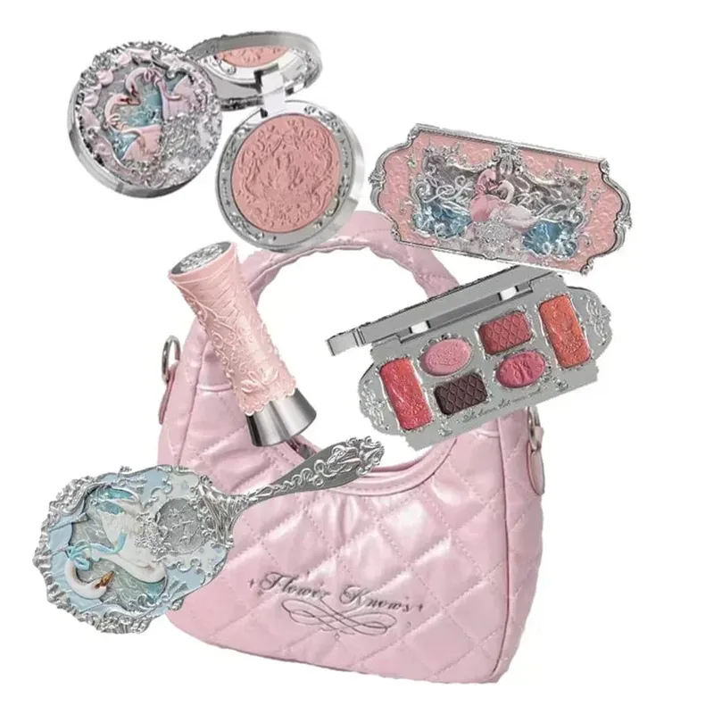 Makeup Set Flower Knows Bunny Garden Collection 6 Color Eyeshadow Palette Embossed Blusher Shine Lipstick Kit Maquiagem