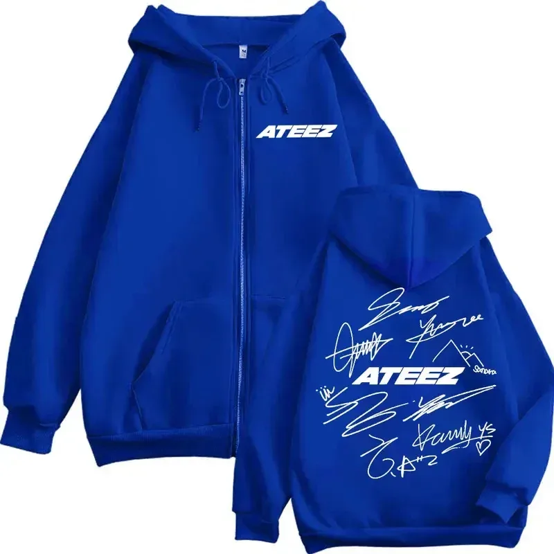 Limited Kpop ATEEZ Logo Double Sided Print Zipper Hoodie Fashion Hip Hop Zip Up Sweatshirts Men Women Casual Oversized Pullovers — image 14