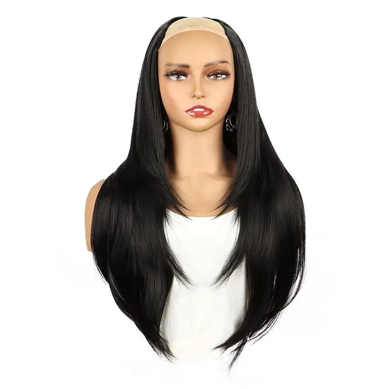 22Inch Synthetic Long Micro Curly Layered Hair Extension Patch Natural Looking Invisible One Piece Wig for Women