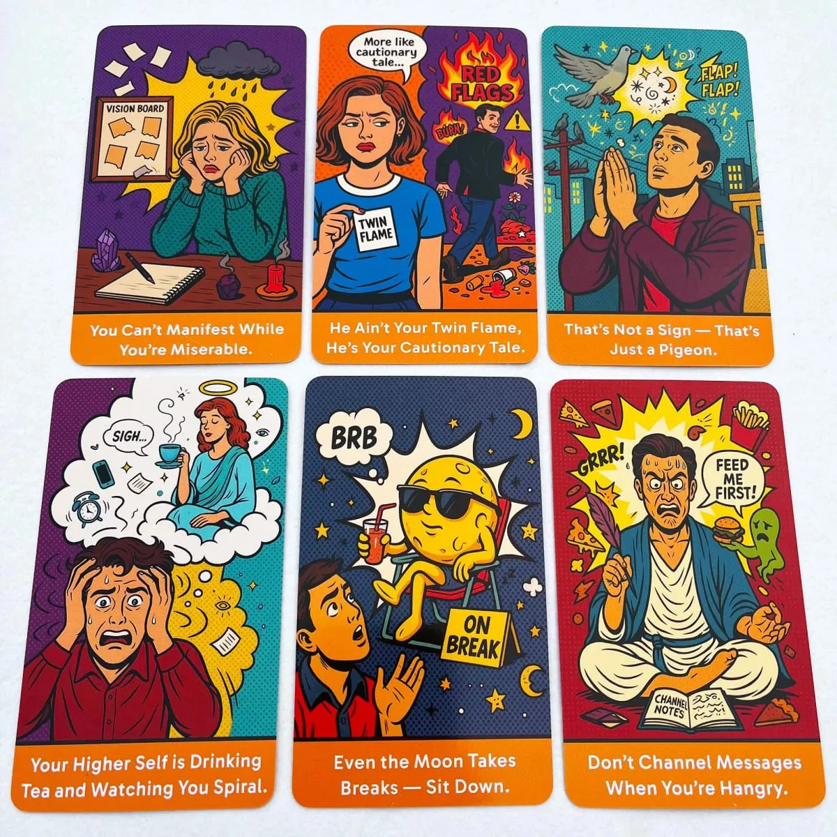 78 Card Deck Sassy Spirits Oracle Card Deck， Humorous Divination Cards Includes Funny Honest Trendy Art Comic Style