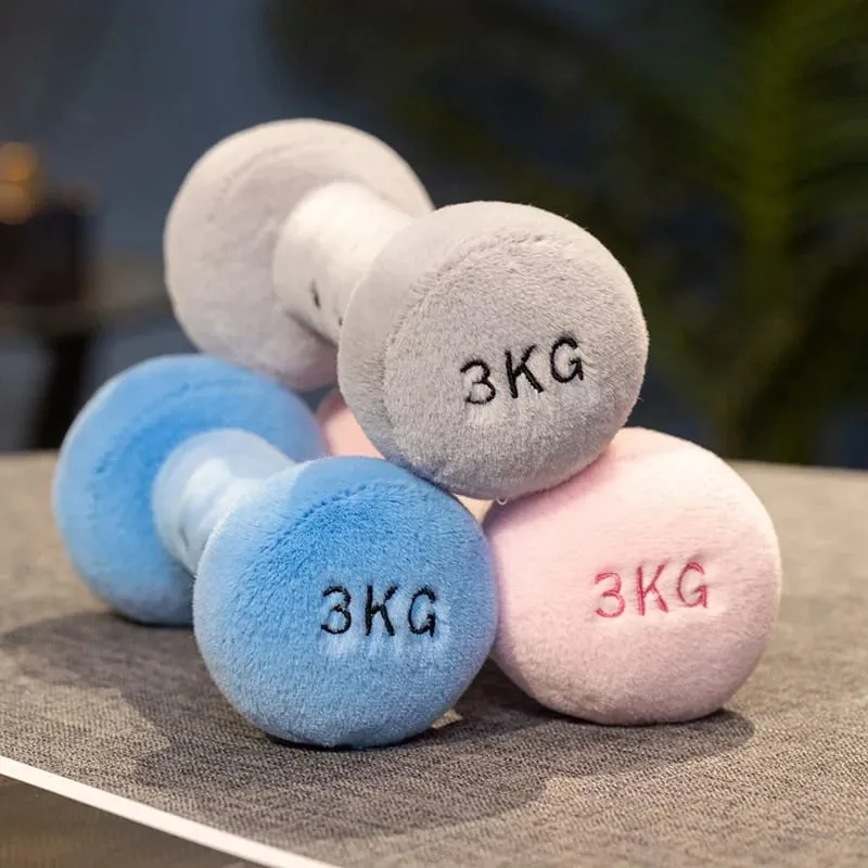 20/23cm Cute Kettle-bell Dumbbell Plush Pillow Stuffed Smiling Face Fitness Sports Equipment Plushie Home Decor Men Gift