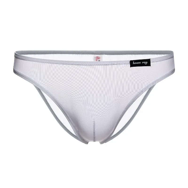 Ice Silk Seamless Briefs Man Bulge Pouch Underwear Sexy Translucent Panties Male Breathable Comfy Underpants Summer Lingerie