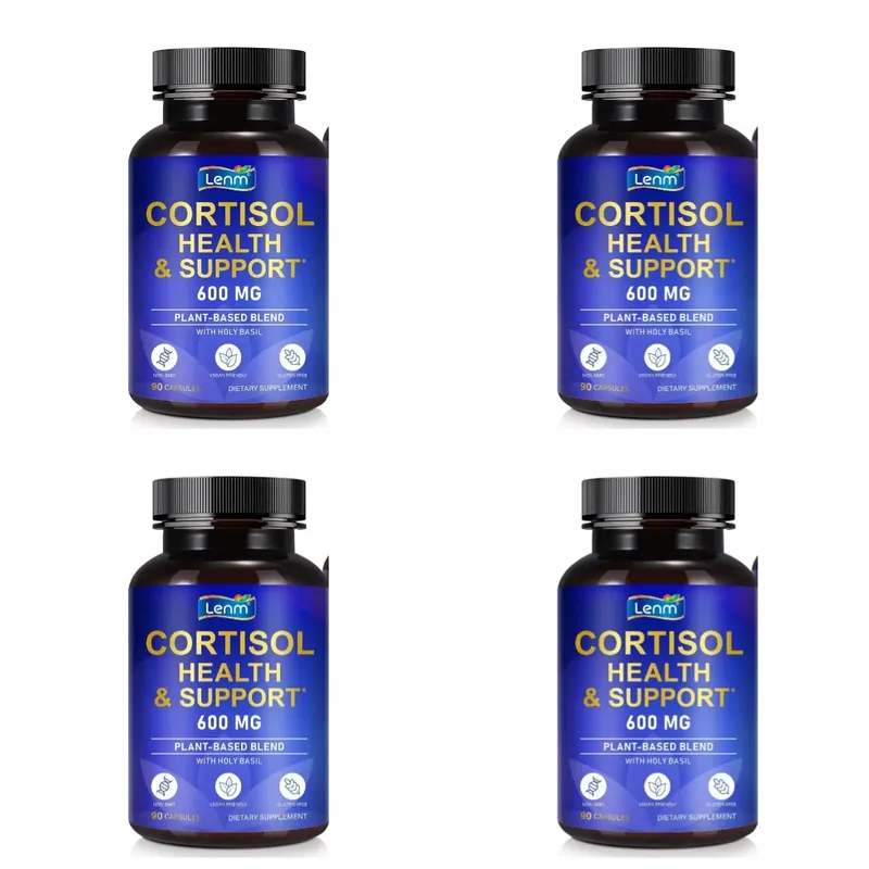 Lenm Cortisol สนับสนุนสุขภาพแคปซูล Ashwagandha Rhodiola Holy Basil L-Theanine สำหรับความเครียด Balance & ผ่อนคลายผู้ใหญ่ 90 นับ