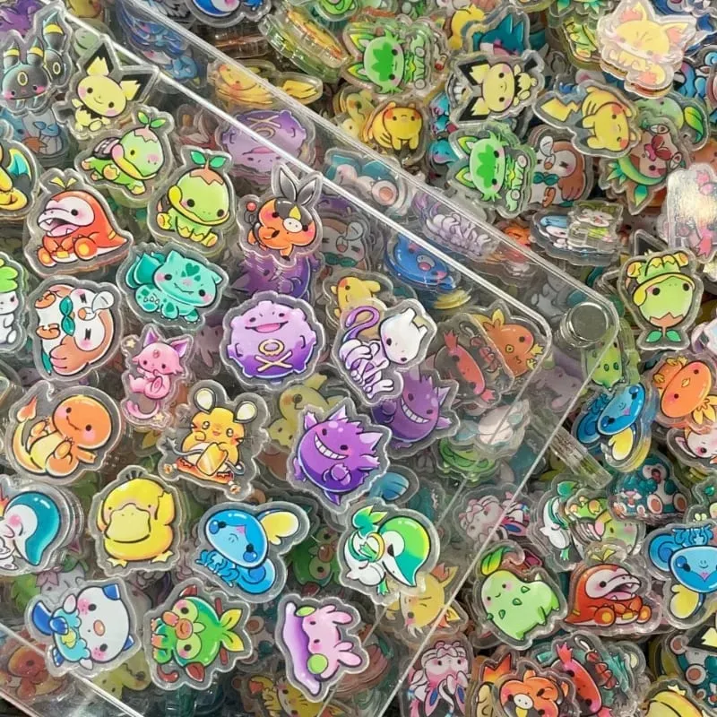 Pokemon Acrylic DIY Dán Cường Lực Kawaii Mặt Dây Chuyền Hình Đặc Biệt Cắt Anime Hoạt Hình In 2 Mặt Móc Khóa Kẹp Tóc Chất Liệu