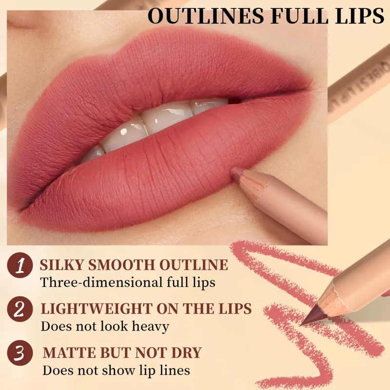 12 Colors Lip Liner Pen Set Lasting Waterproof Sweatproof Easy Coloring Non-fading Color Rendering Lipliner Set Cosmetics