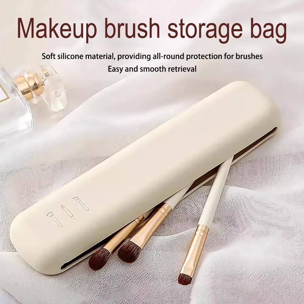 Silikone kosmetiske børster Opbevaringspose Rejse Makeup Børste Holder Makeup Svampe Etui Bærbart Makeup Værktøj Organizer — image 2