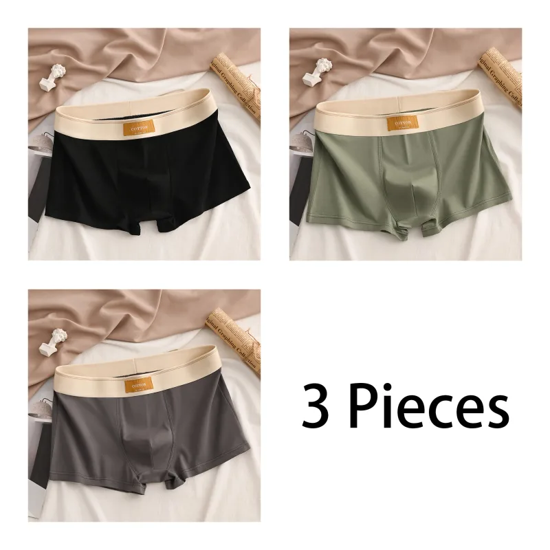 3Pcs High-Quality Cotton Men's Boxer Briefs Soft Healthy Casual Fashionable Sport Boxers Trendy Men's Shorts Underwear