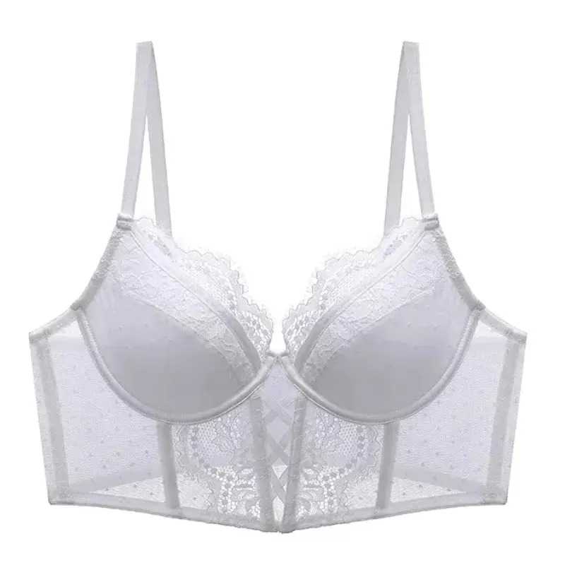 Push Up krajkový set spodního prádla pro ženy Průsvitná košilka s měkkou kosticí podprsenka Fishbone Teddy Sexy svatební líbánky S-XL