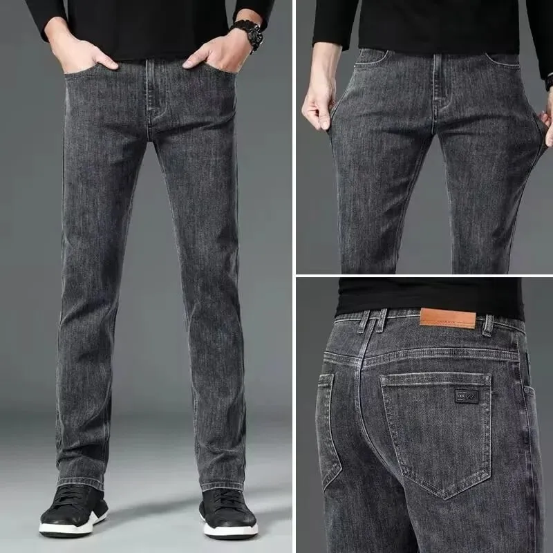 Autumn Summer Denim Jeans Men Straight Stretch Regular Jeans for Man Black Classic Vintage Mens Pant Big Size 29-38 40