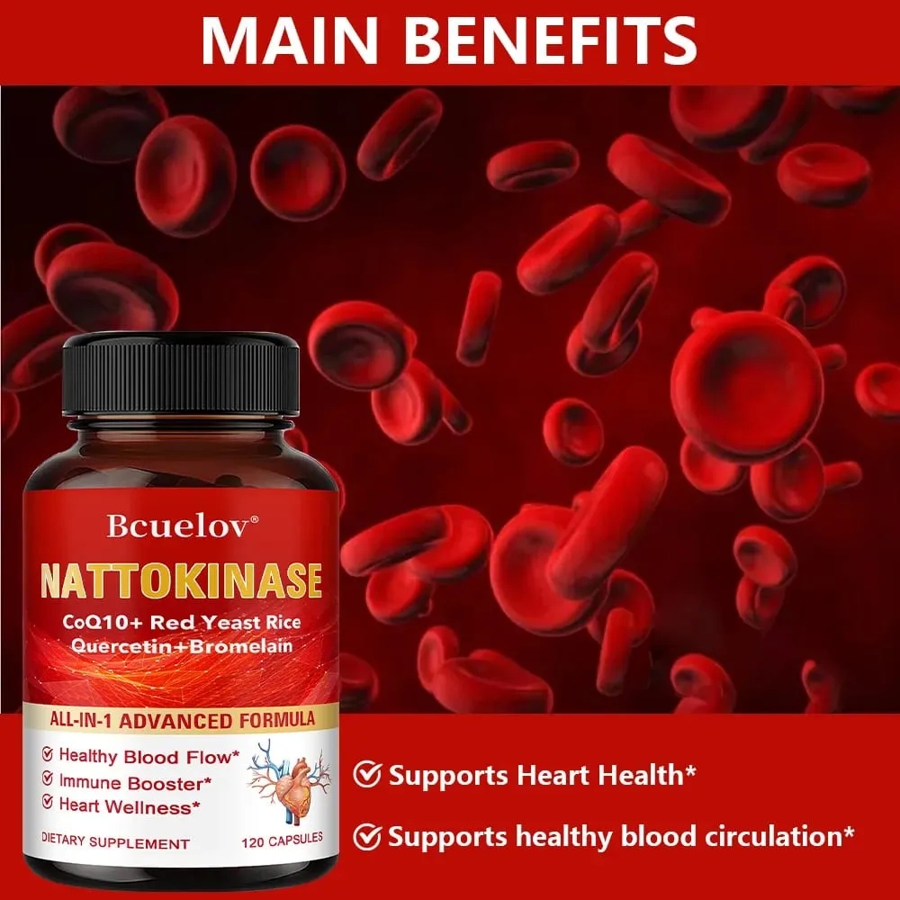 Red Yeast Rice Capsules - with CoQ10 Benefits Cardiovascular Blood Circulation Heart Health and Energy Production