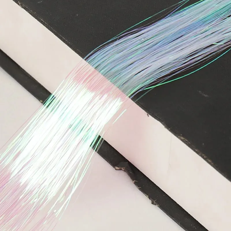 Synthetic Hair Tinsel Kit 48 inch Colourful Fairy Tinsel Hair Extensions Heat Resistant With Shiny Hair Accessories For Women