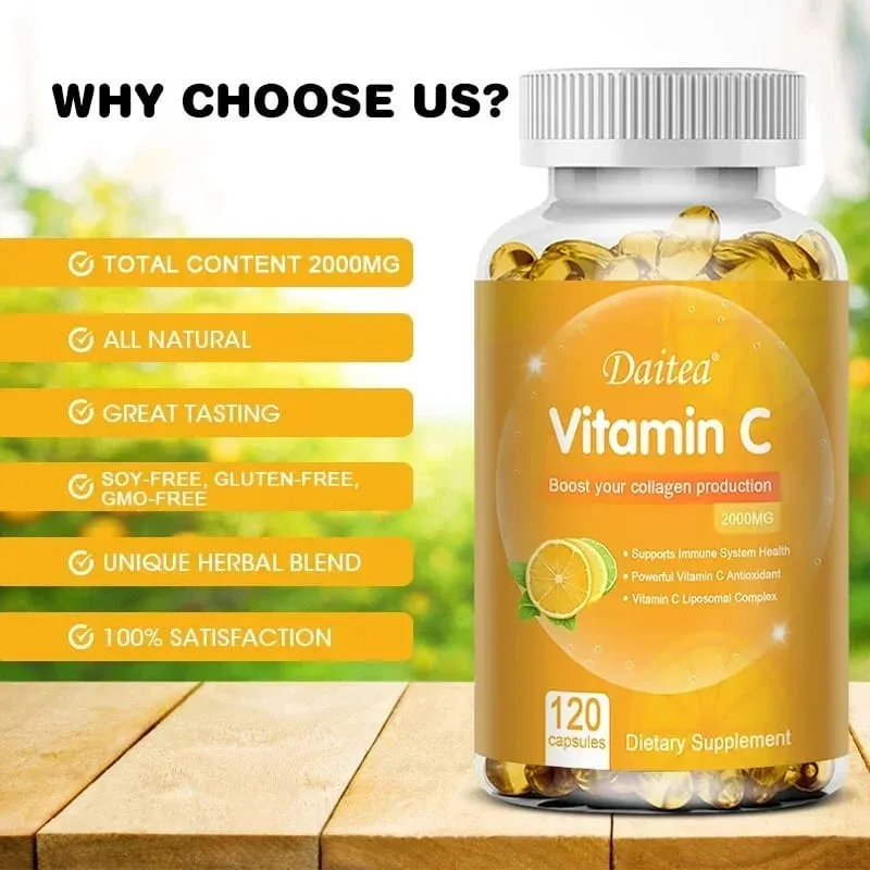 Vitamin C 2000 Mg Capsules Nutritional Supplements - Immunity Collagen Boosters and Antioxidants Skin Health Vitamin C — image 4