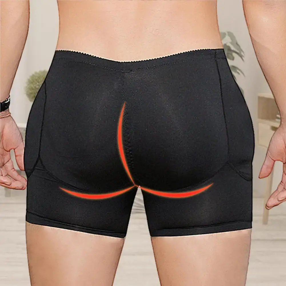 섹시한 가짜 엉덩이 패딩 복서 남성 팬티 패드 작성 Shapewear 두꺼운 엉덩이 리프팅 자연 남성 복서 속옷 엉덩이 기중 장치