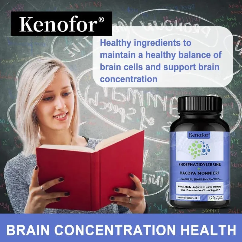 Phosphatidylserine + Bacopa Monnieri Supplement - Helps Memory Cognitive Health Relieve Stress - Brain Nutritional Supplement