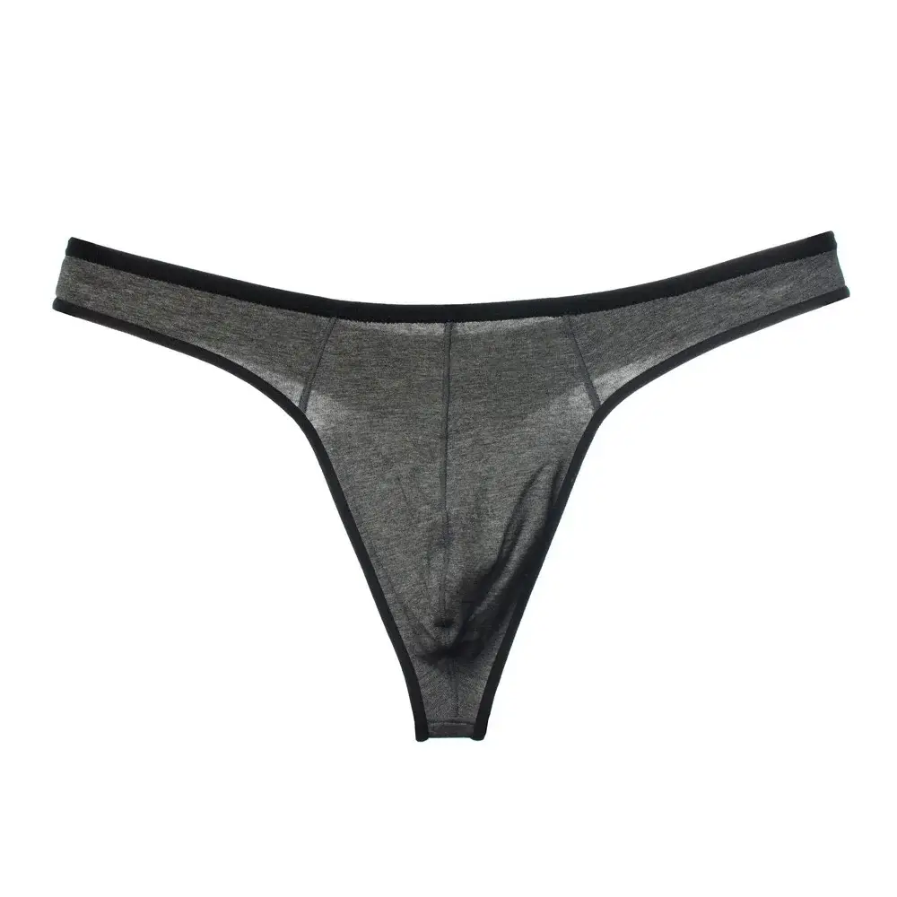 Men Underwear G String Cotton Thong Solid Color Soft Low Rise Male Bikini Briefs Comfy Penis Pouch Underpants Plus Size — image 3
