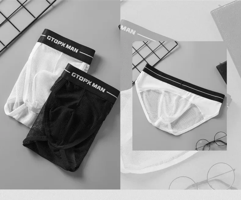 Mens Sexy Underwear U Convex Thin Mesh Transparent Briefs Low Rise Breathable Underpanties — image 14