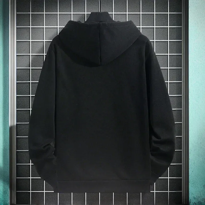 Mens Urban Hoodie 2025 High Quality Solid Color Long Sleeve Sweatshirt Casual Sporty Hooded Outerwear Jesus Cross Print Pullover