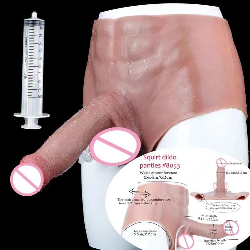 Black Nude Strapon Big Realistic Ejaculation Dildo Silicone Squirting Panties With Simulated Solid Penis Sex Toy For Women — image 41