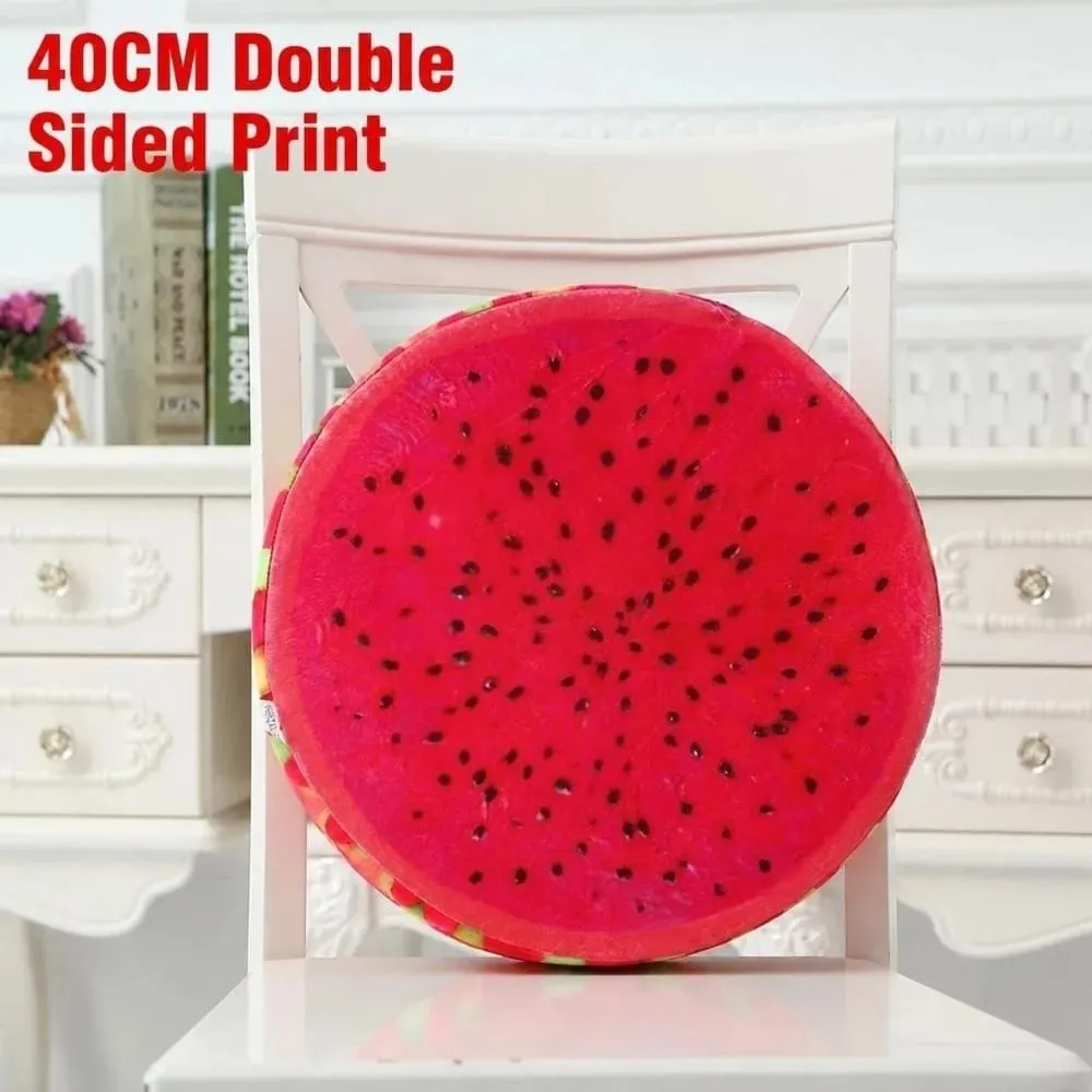 Cute Round Fruit Pillow Fruit Slice Print Plush Fabric Seat Cushion Stuffed Inner Simulation Plush Pillow Sofa Decor — image 12