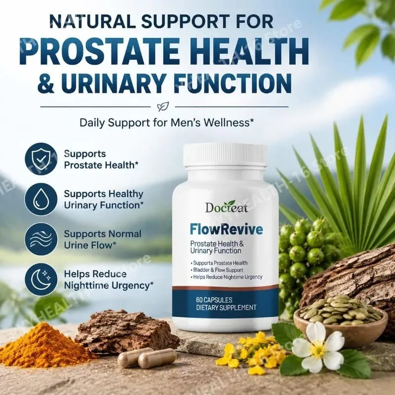 Docteat FlowRevive Prostate Health Urinary Function Botanical Capsules with Saw Palmetto and Pygeum Bark Extract 60 Capsules — image 2